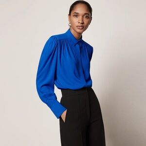 Another Tomorrow - Gathered Blouse - Cobalt